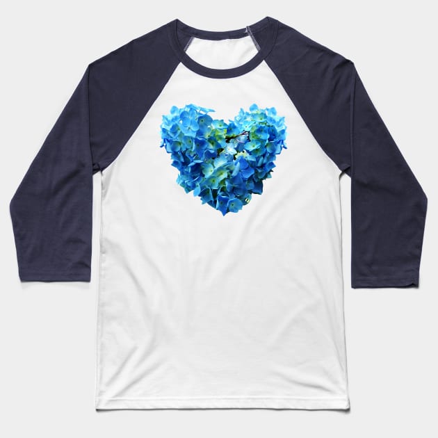 Hydrangeas - Blue Hydrangea Heart Baseball T-Shirt by SusanSavad